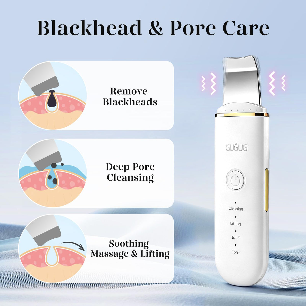 GUGUG Facial Skin Scrubber – Blackhead & Pore Cleaner with 4 Modes – Layana
